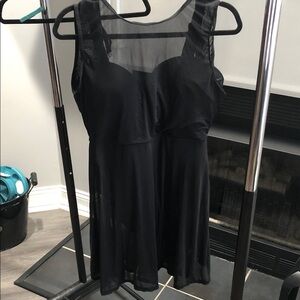 Black Dress with Mesh Yoke and Straps